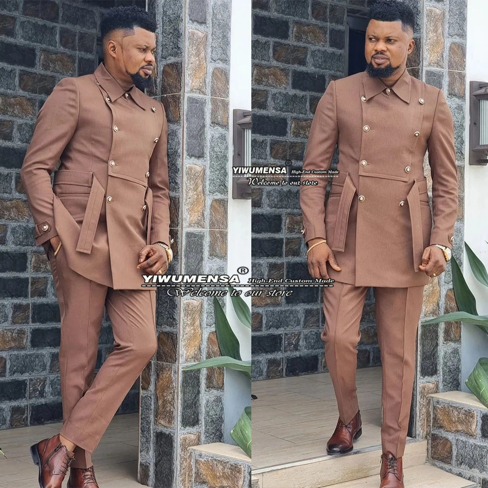 

Men's Suits Blazers Man Fashion Suits High Neck Coat Pants Design Smoking Business Double Breasted Blazer Tailored Made Wedding Party Tuxedo 230316, Gray