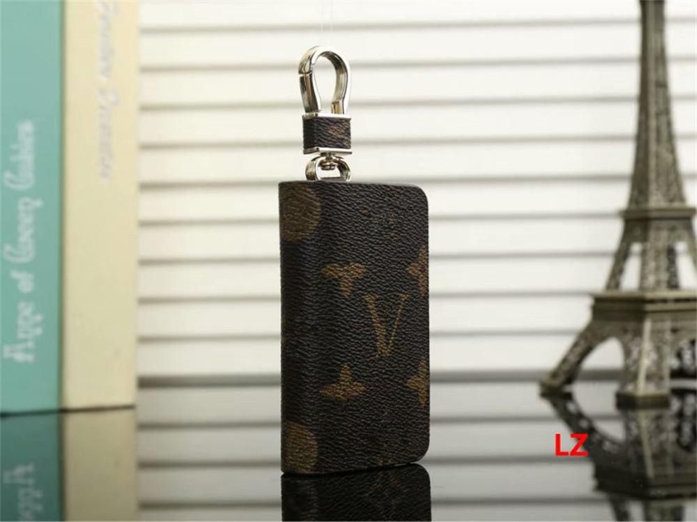 

TOP Designer men Universal Car Key bags Case unisex Male Genuine Leather Key's Holder Women Zipper Smart Keychain Cases Cars Keys Pouch Bag Wallets, Brown grid