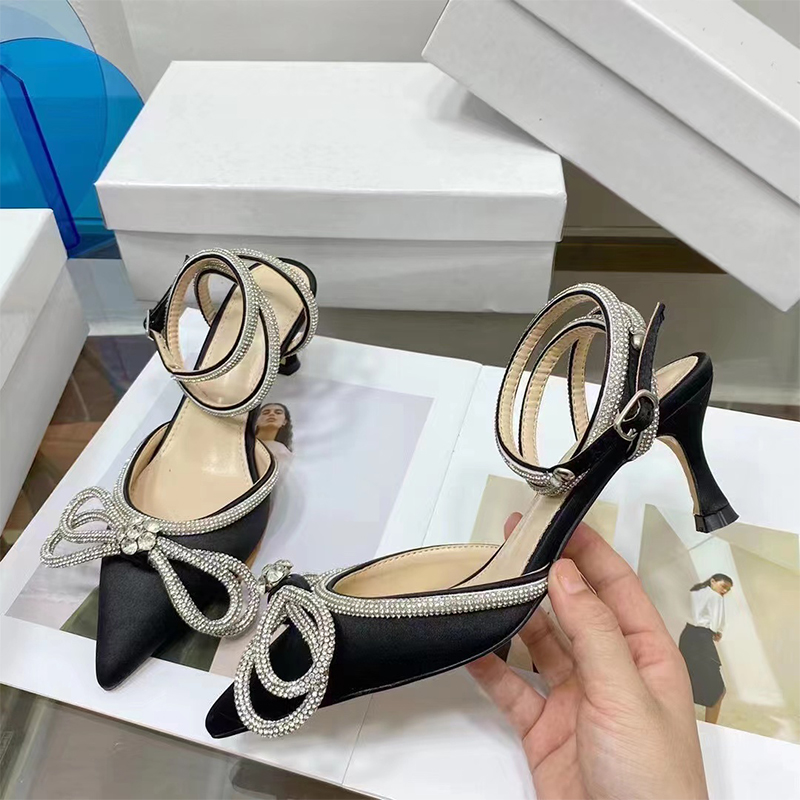 

Mach Sandals Mach heels With a box Glitter Bowties Pumps Crystal Embellished rhinestone Evening shoes mach spool Dress Shoes women Luxury heeled
