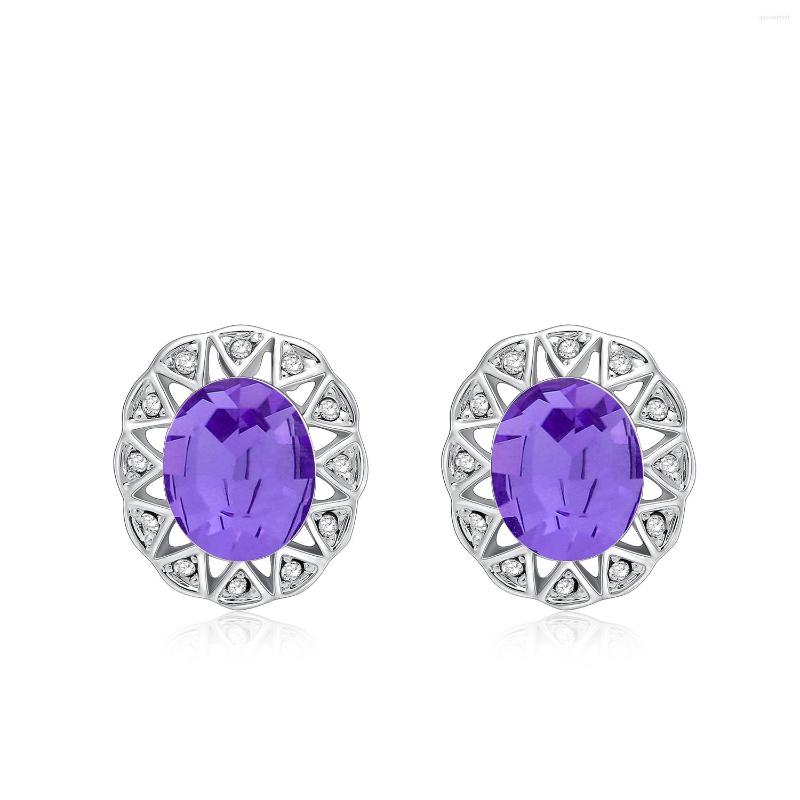

Stud Earrings ER-00204 Austrian Crystal Accessories For Women Silver Plated Hollow Purple Korean Earring Drop & Wholesale Wedding Gift