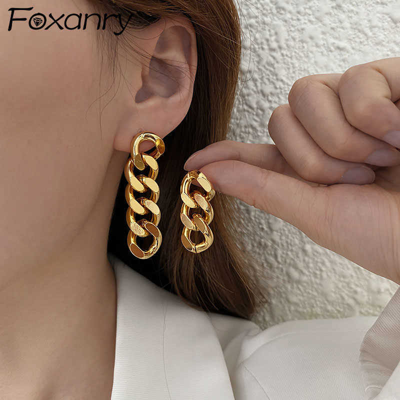 

Charm ANRY Prevent Allergy Silver Color Drop Earrings Fashion Punk Rock Vintage Asymmetric Thick Chain Tassel Party Jewelry L230315