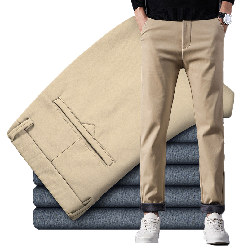 

Men's Pants Winter Men's Fleece Casual Pants Thick Warm Straight Fashion Solid Color Velvet Trousers Male Brand Clothing 230316, Blue