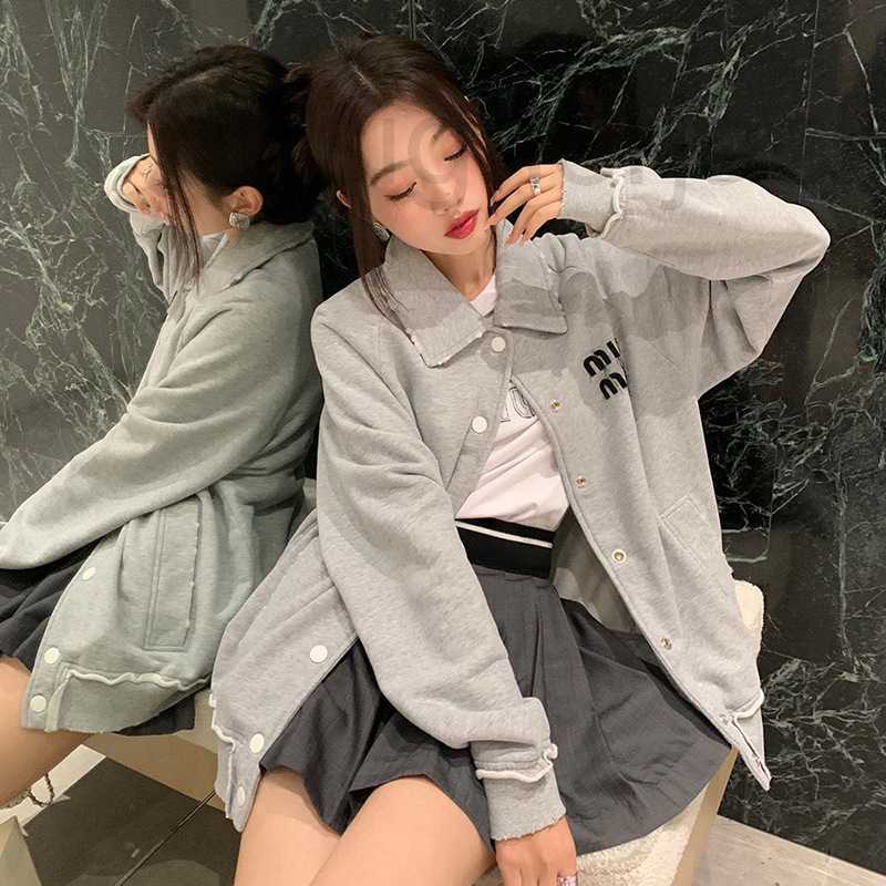

Women' Blouses & Shirts designer Shirt women' 2023 spring patch letter loose medium length shirt coat QS89, Silver gray