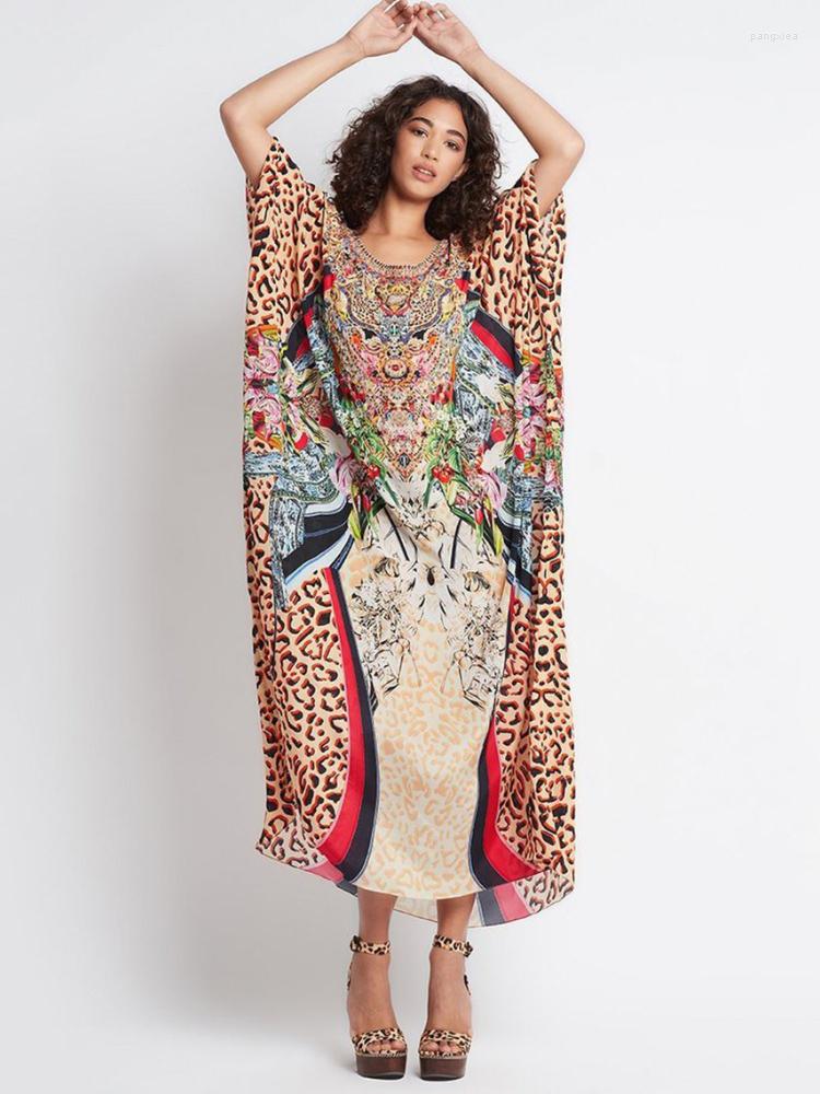 

Women's Swimwear Beach Dresses 2023 Kaftans For Women Africa Animal Printed Pareo Tunic Swimsuit Cover Ups Bathing Suits Beachwear, Leopard beach kaftan