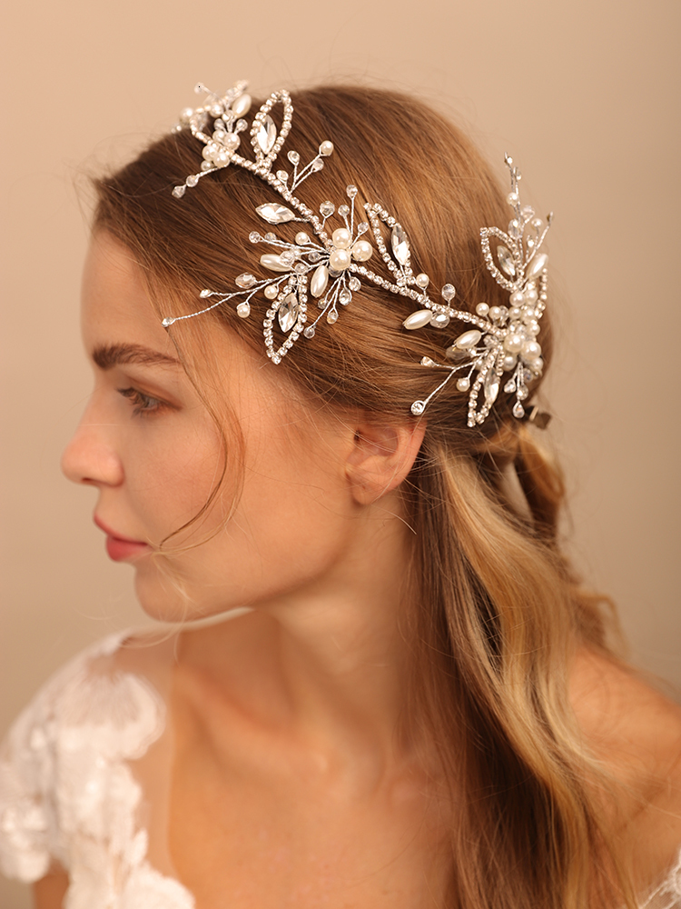 

Stingy Brim Hats Silver Handmade Bridal Head Chain Trendy Lady Hairpieces Wending Jewelry Wedding Headband Pearl Accessories 230314, Gold