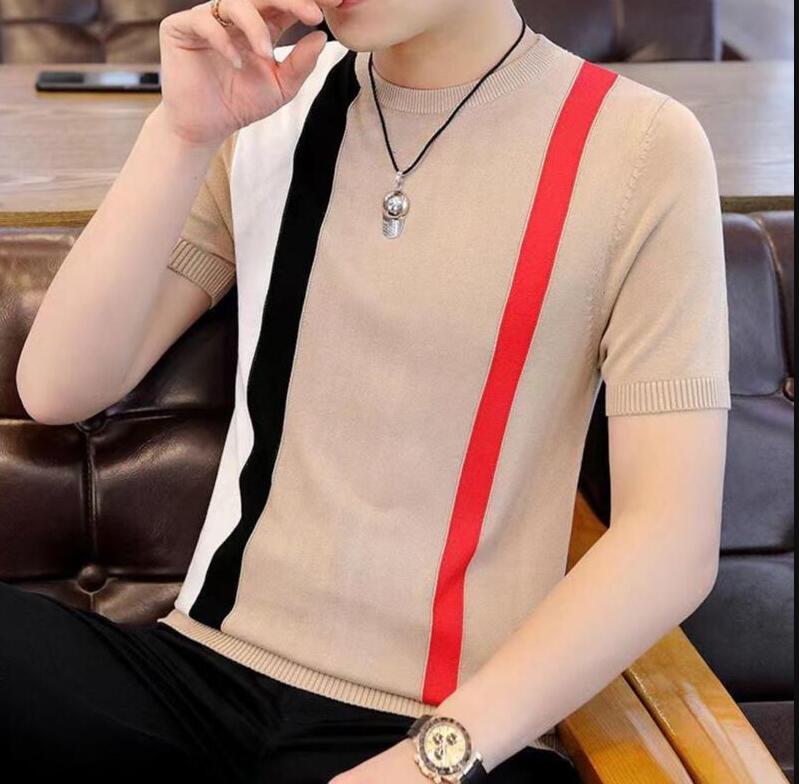 

Mens T-Shirts Series Plain Knit Short Sleeve T-Shirt Mans sleeveless pullover sweater Street desinger Tees, 02