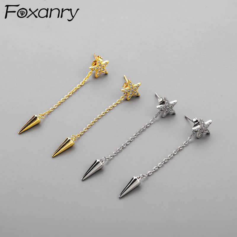 

Charm anry Prevent Allergy Silver Color Drop Earrings for Women New Tredny Elegant Sweet Star Zircon Tassel Bride Jewelry L230315