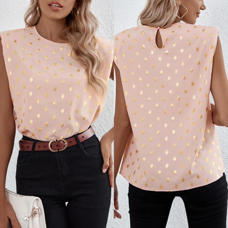 

Women' Blouses Sleeveless Tops Loose O Tank Neck Womens Summer Casual Chiffon Shirt Baggy For Women Athletic Crop, Pink