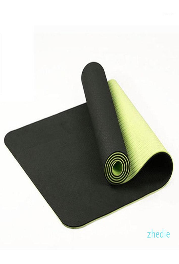 

2020 6Mm Tpe TwoColor NonSlip Yoga Mat Sports Mat 183x61Cm Gym Home Fitness Tasteless Online shopping3902004, Black