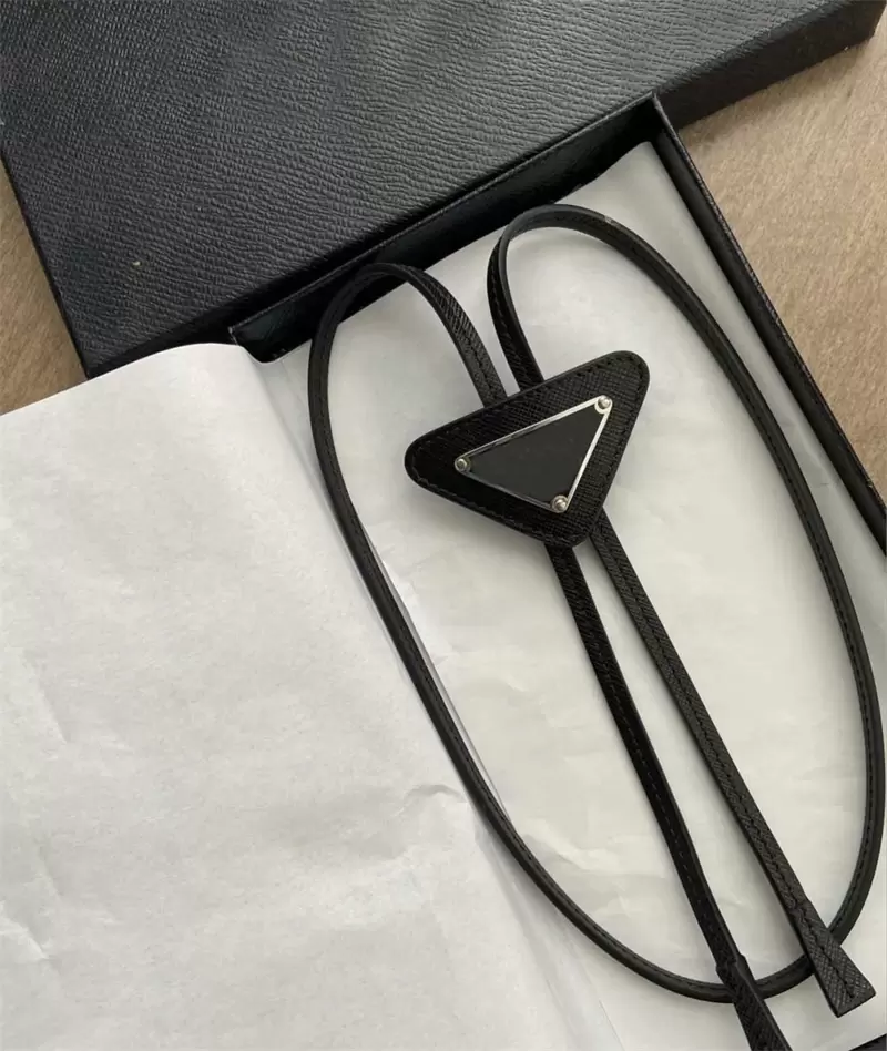 

Fashion Designer Ties Girls With Triangle Pattern Letter Neckwear Leather Tie