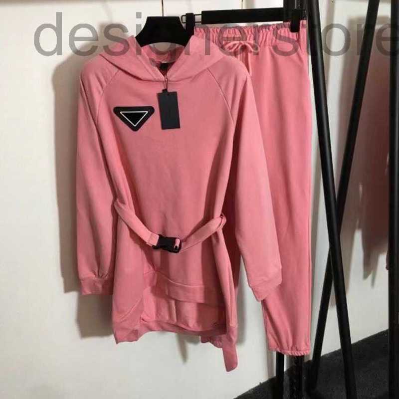 

designer Pink Color Womens Sports Set Two Piece Pants Safety Waist Button Triangular Standard Long Sleeved Hat Hoodie Rope Loosening Waists an TENT, Brown