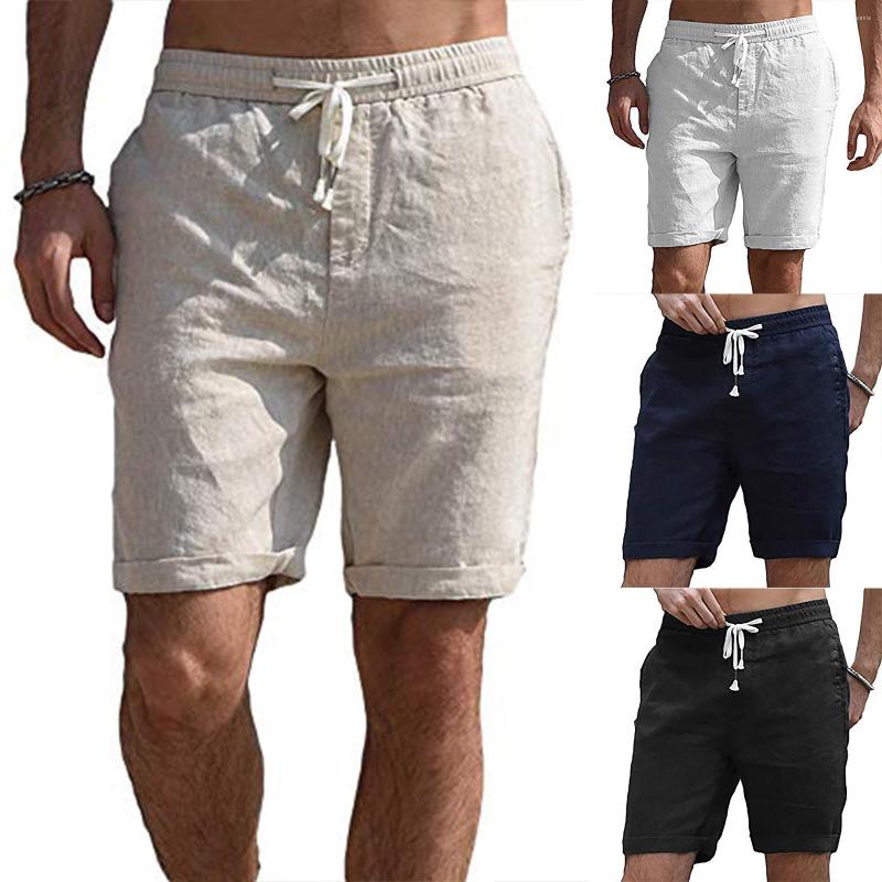 

Men's Shorts Men's Cotton Linen Pants Male Summer Breathable Solid Color Trousers Fitness Streetwear Workout