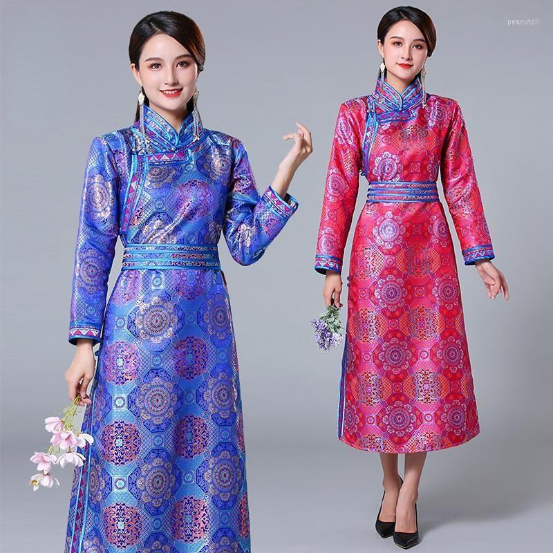 

Ethnic Clothing Mongolian Women's Long Traditional Handmade Plate Button Dance Performance Chinese National Jacket