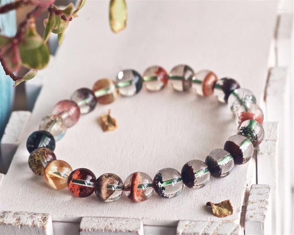 

Strand Natural Colorful Phantom Quartz 8.8mm Round Beads Woman Man Bracelets Crystal Bangle Bracelet Certificate