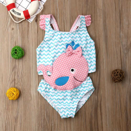 

One-Pieces 2021 Kids Swimwear Baby Girl Swimsuit Bowknot Goldfish Jumpsuit Bathing Suit Summer Toddler Children Beachwear L230315, Ivory