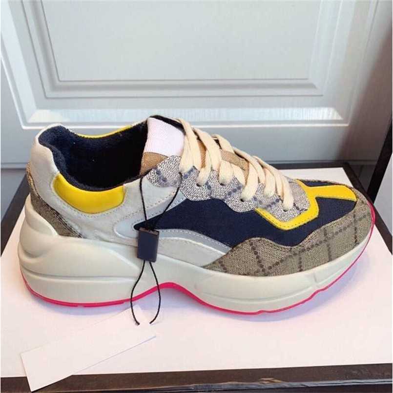 

Thick soled Casual shoes women platform Travel leather lace-up sneaker 100% cowhide fashion lady Letters Flat designer Running Trainers men gym sneakers size 35, Yellow + orange