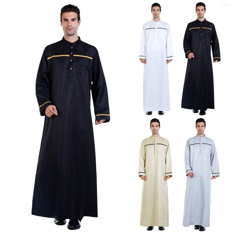 

Ethnic Clothing Button Down Shirts For Men Casual Men's Muslim Arab Middle Solid Wine Dress Collar