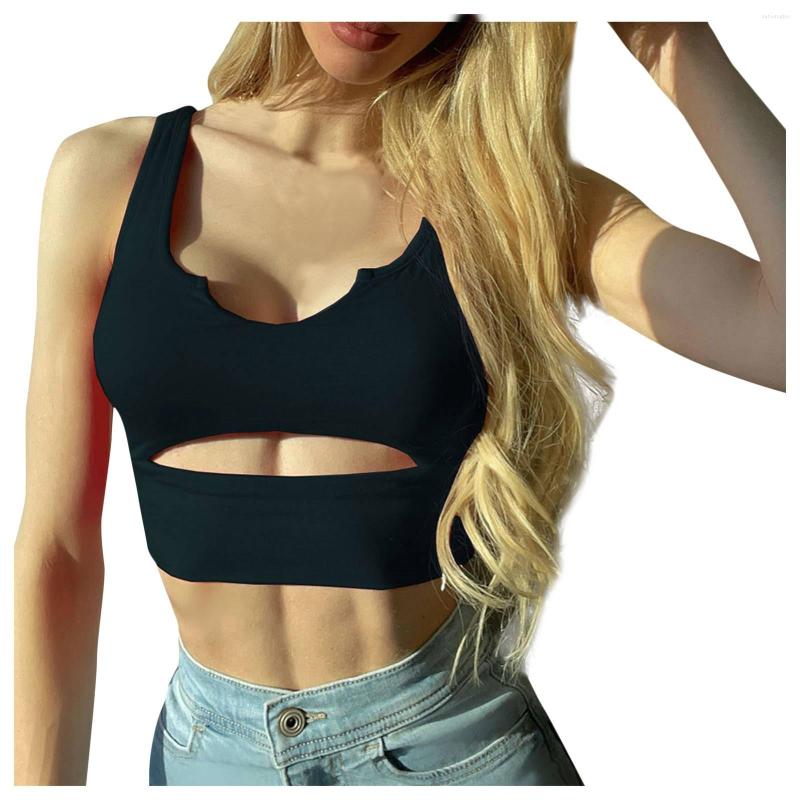 

Women' Tanks Women' Tube Top Comfortable Crop Sexy Hollowed Out Camisole Female Wire Free Fashion V-neck Soft Sleeveless Underwear, Black