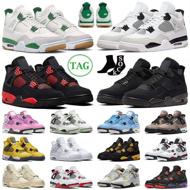 

4 4s IV Basketball Shoes Jumpman SB x Pine Green Military Black Cat Sail University Blue Red Thunder Mens Women Trainers Sneakers 36-47, B27 taupe haze 40-47