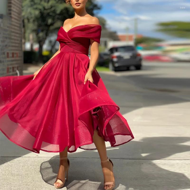 

Casual Dresses Lady Sexy Off Shoulder Solid Mesh Long Dress Elegant Chic Wrap V Neck Ruffle Fashion Women A-Line Wedding Party, 03 blue