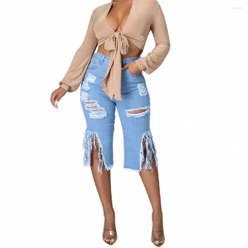 

Women' Jeans Tassel Ripped Stretch Fashion Casual Womens Cropped Pants 2023 Spring Street Zipper Blue Loose Slim Denim Shorts -3XL, Black