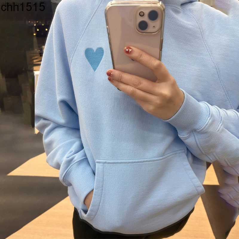 

Autumn and Winter 2023 Embroidered Love Amis Makaron Hooded Sweater Pure Original Long Sleeved Shirt for Male Female Lovers, Black