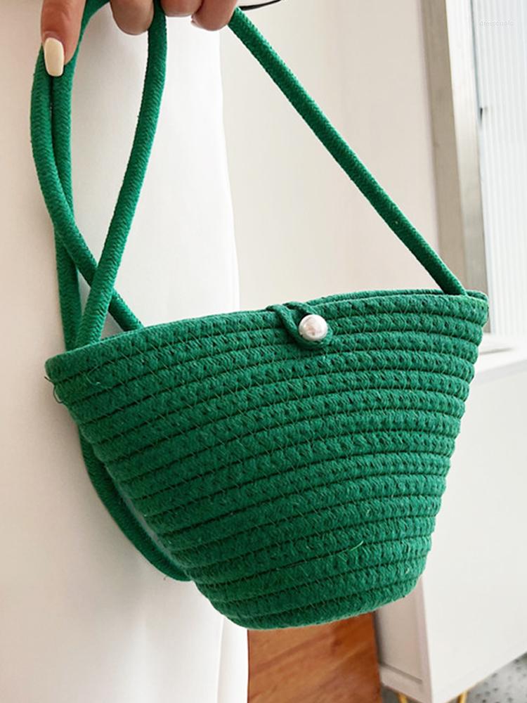 

Evening Bags Women Beach Bucket Bag Designer Straw Woven Purses And Handbags Crochet Knitting Female Crossbody Shoulder Side Ladies Holiday, Red