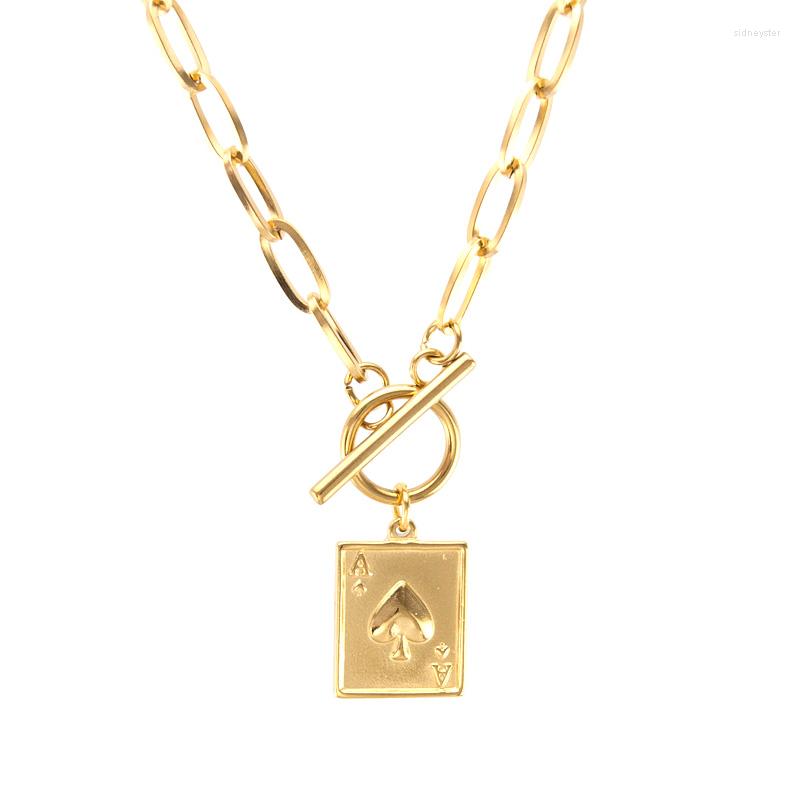 

Choker Rectangle Pendant Spades A NECKLACE For WOMEN Short Stainless Steel Jewelry Toggle Clasp Collares Collier Gift