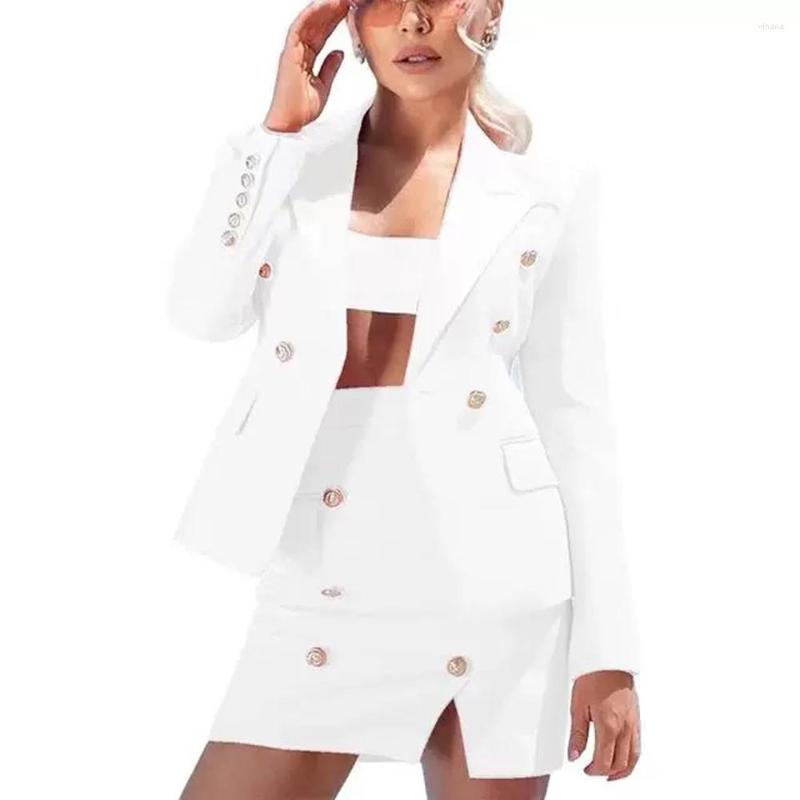 

Two Piece Dress Summer And Autumn High-end Fashion Commuter Women' Suit Senior Professional Temperament Short Skirt Blazer, Black