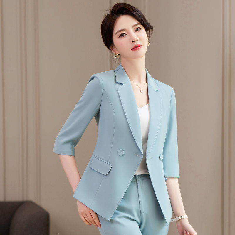 

Women's Suits Blazers Sprinng Summer Elegant Women Business Suits with Pants and Jackets Coat OL Styles Professional Business Work Wear Blazers Set 230316, Apricot blazer coat