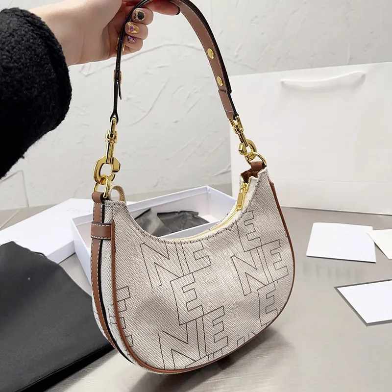 

2023 New Canvas Half moon Underarm Bags Crescent Shoulder Shopping Bag Women Handbags Cross body Women Handbag Purse Plain Classic Pouch Adjustable strap, Beige