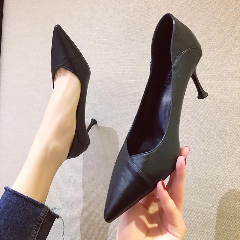 

Dress Shoes Women High Heels Sandals PU Solid Color Pointed Stiletto Pumped Low Top Non Slip, Black