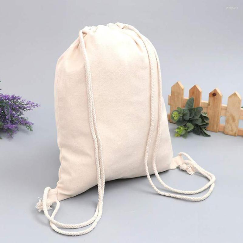 

Shopping Bags Drawstring Storage Bag Picnic Large Capacity Canvas Pouch Toys Packaging Travel Black Pack Beige Color