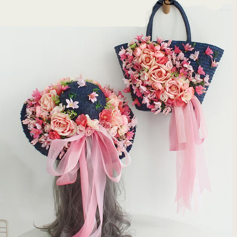 

Evening Bags Handmade Summer Women's Handbag Vacation Beach Bag Shopper Woven Female Tote Large Capacity Designer Flowers Straw