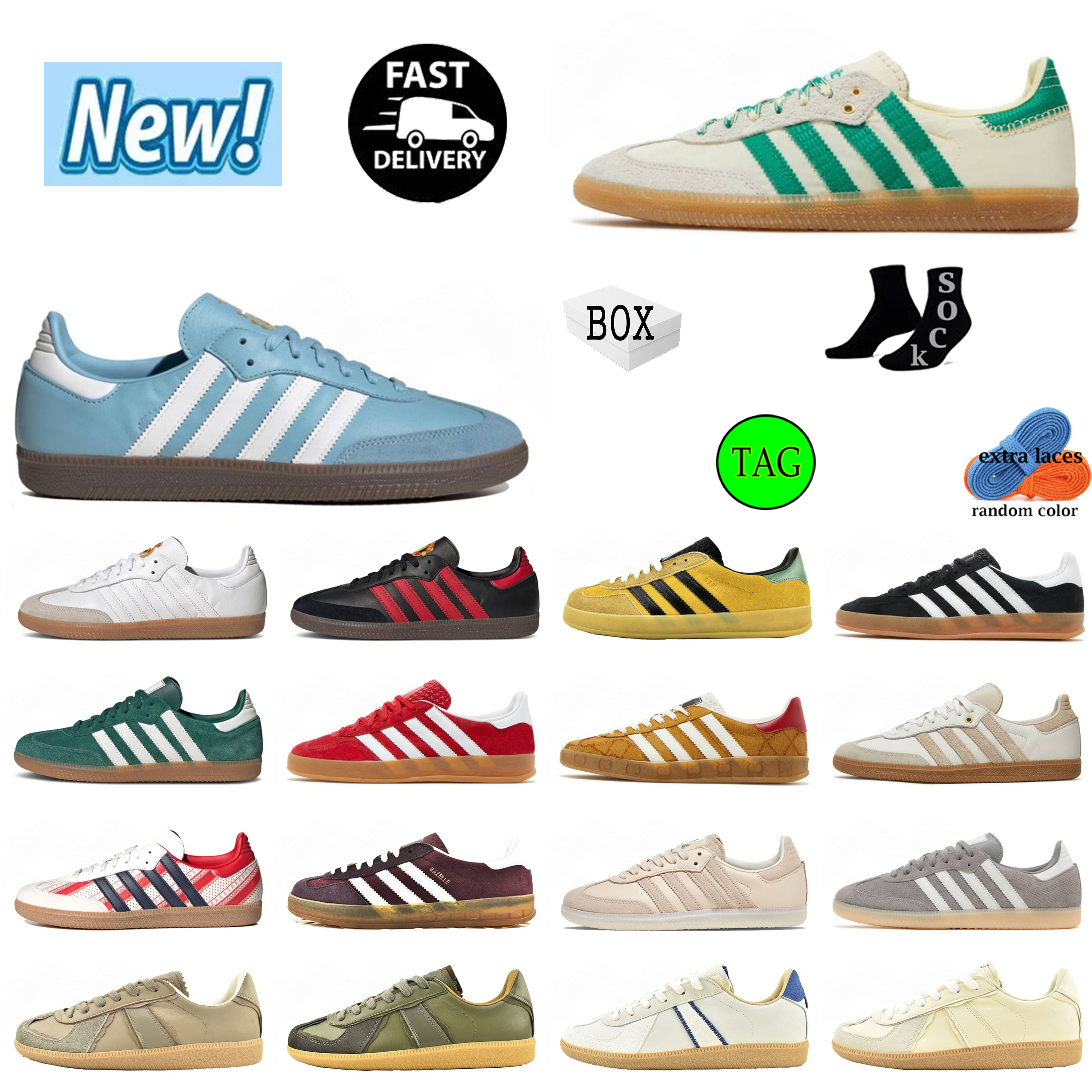 

Fashion Women Mens Samba Shoes Vegans Gazelles Designer Sneakers Wales Bonner Cream Green Suede Black White Gum Pink Velvet Mexico Trainers Sports, #8 wales bonner collegiate
