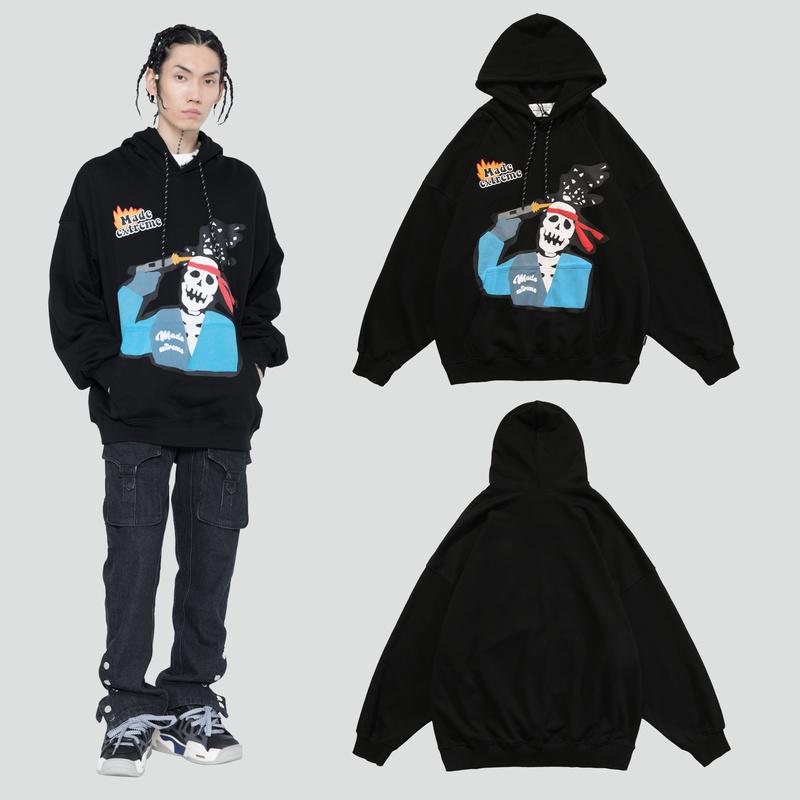 

Men's Hoodies & Sweatshirts Funny Skull Printed Men Women Couple Oversized Cotton Punk Gothic Hip Hop Streetwear Harajuku Fashion Hoodie, Blue
