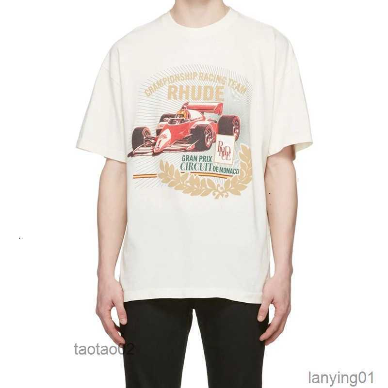 

Men' t Shirt 2023 Fashion Brand Rhude Rhuide Racing Poloycdb, White