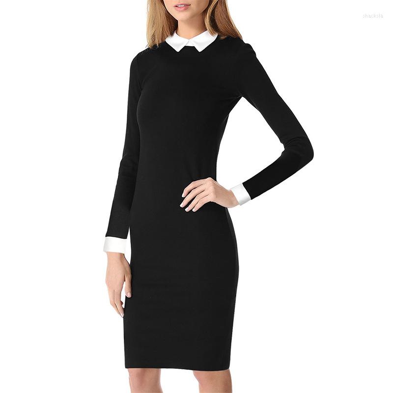 

Casual Dresses TMWEVNWomen' Celebrity Turn Down Collar Business Bodycon Pencil Wear To Work Career, Black