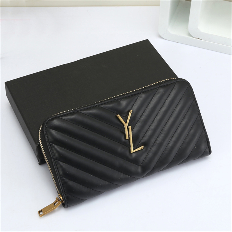 

Designer Pu Wallet Woman Purse Zipper Wallets Luxury Lady Clutch Bag Letter Leather Checkbook Box Mens Purses Card Holder, Black