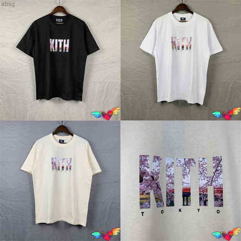 

Tokyo Kith Tee 2023ss Men Women Flower Cherry T-shirt Landmark Graphic Loose Cotton Short Sleevet220721, White