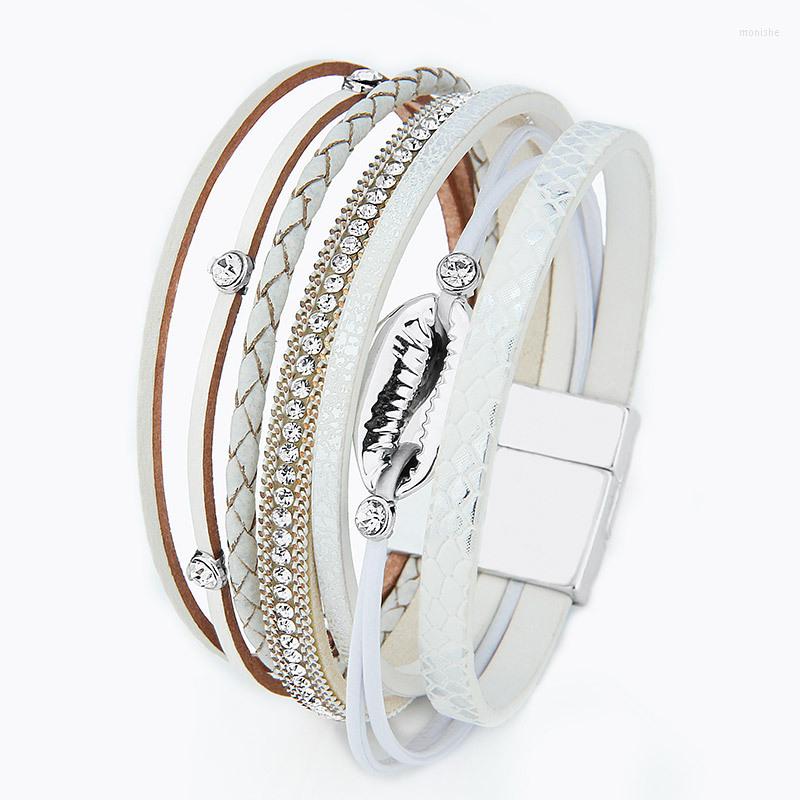 

Strand IF YOU Fashion Shell Multilayer Leather Bracelet Bangle Woman Vintage Charm Bracelets 2023 Pulseira Jewelry