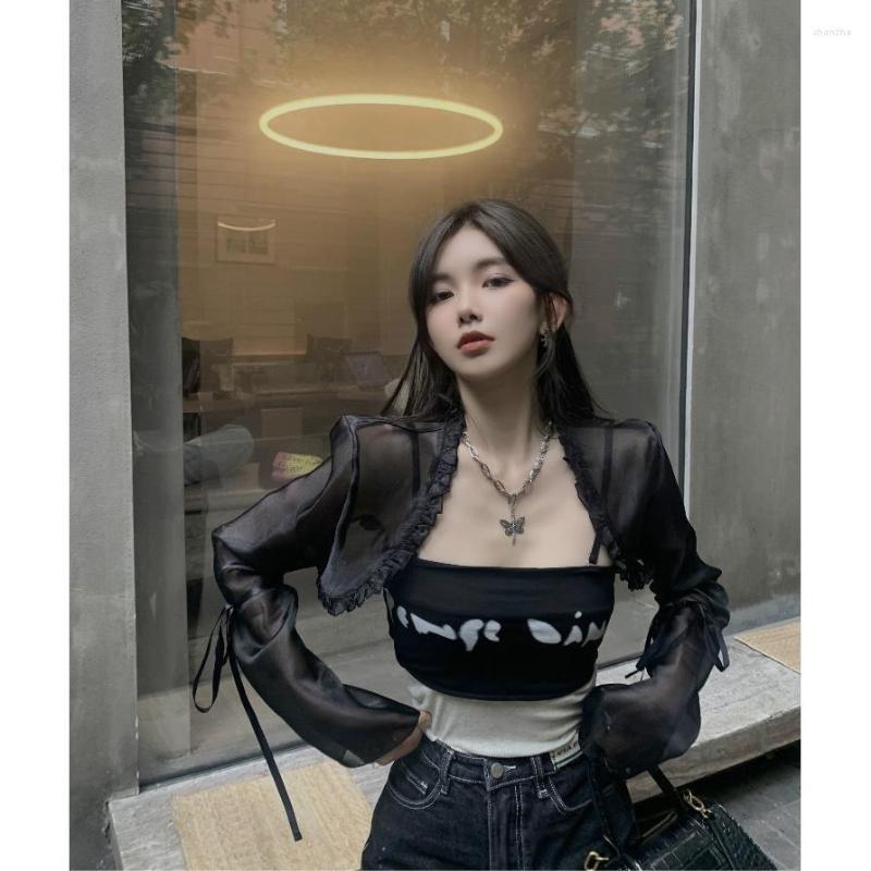 

Women' Blouses Blouse Long Sleeve Women' Summer Design Short Shirt Top Vintage Clothes For Women Tops Shirts, Black vest