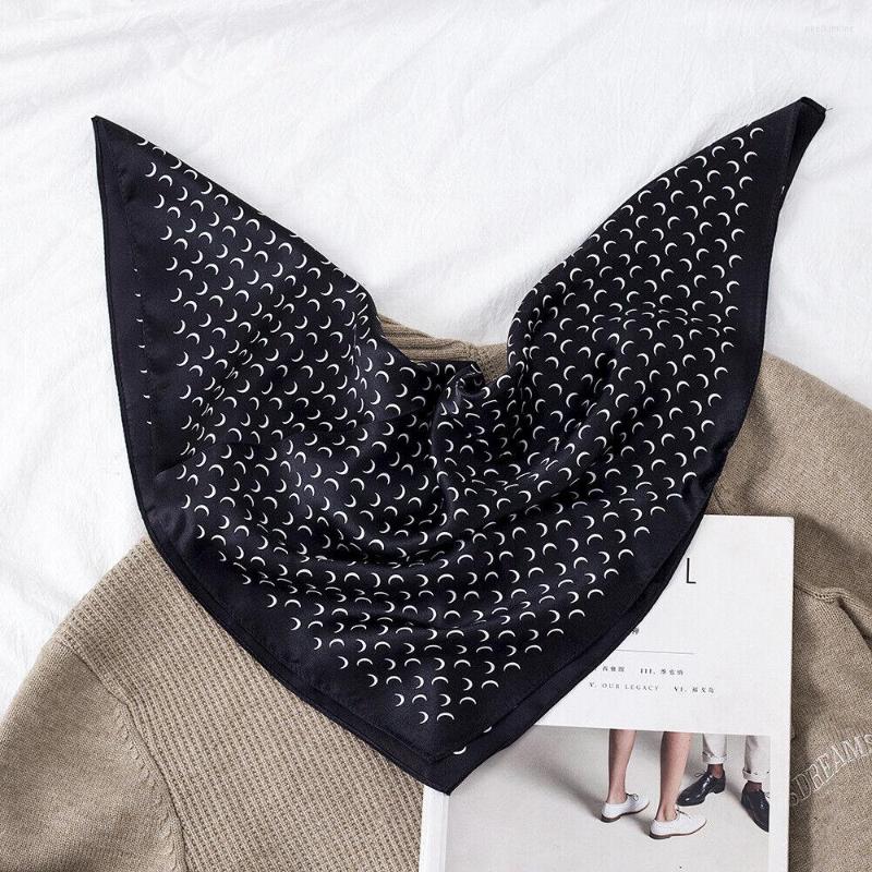 

Scarves Silk Scarf Man Women Vintage Moon Print Kerchief Small Headband 53 53cm