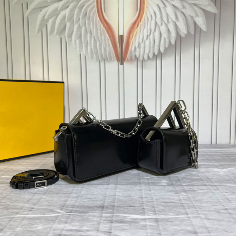

Brand name bag tote Crossbody bag Fashion luxury women's clamshell mini purse two sizes leather bag shoulder casual square handbag, Black