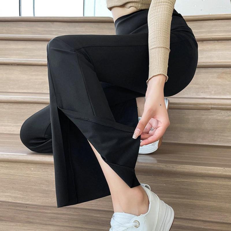 

Women's Pants Suit Trousers Chic Leg Ankle Split Flared Lightweight, Black