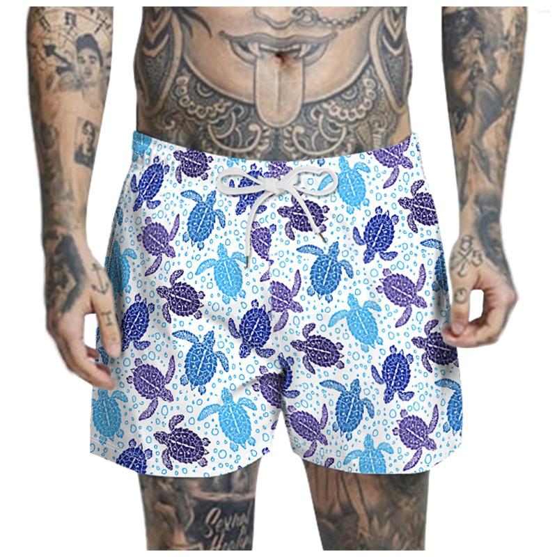

Men's Shorts 2023 Summer Beach Men's Turtle Print Man Bermuda Casual Short Pants Plus Size Men Male Sports Board, Blue