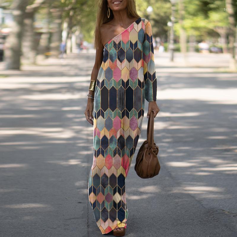 

Casual Dresses Fashion Print Hollow Long Sleeve Bohemian Dress Women Loose Holiday Sexy Asymmetrical High Waist Straight Beach, 05 blue