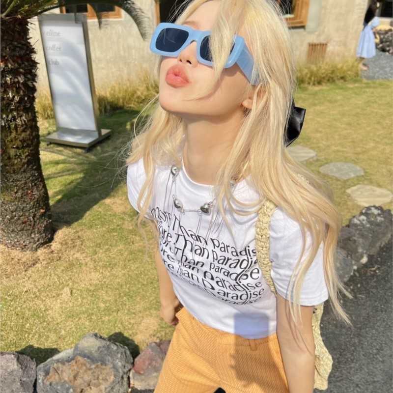 

Women's T-Shirt Exotic Casual Simple Slim Letter Print Women Crop Top Chic Punk Y2K Club Party Hot Girls Cropped Tshirt Funny White Tee Clothing Z0316