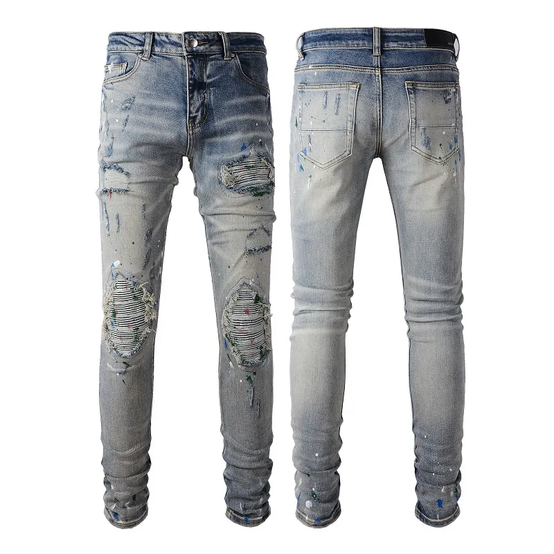 

2023 New Arrivals amirs Mens Luxury Designer Denim Jeans Holes Trousers Jean COOLGUY Biker Pants Man Clothing #883 HXi, Light blue
