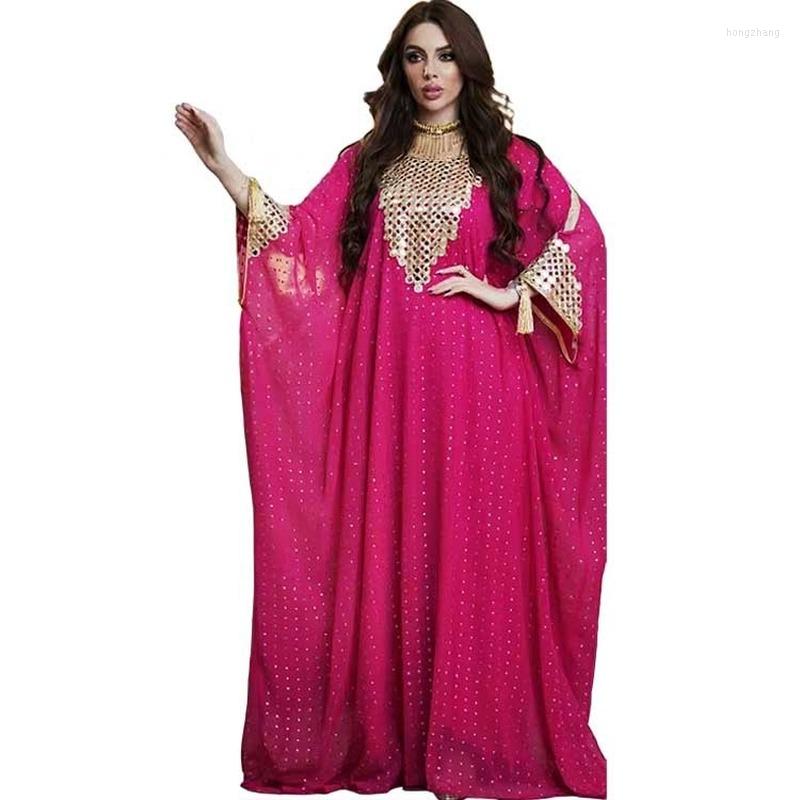 

Ethnic Clothing Abaya Muslim Maxi Dress Women With Sequin Batwing Sleeve Boubou Summer Fashion Elegant Jalabiya Party Vestidos
